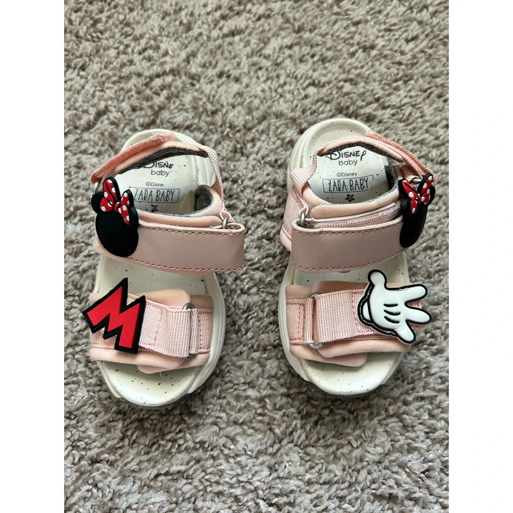 Disney Zara I Pink Minnie Mouse Sandals I Size 5 I Character Embellishments